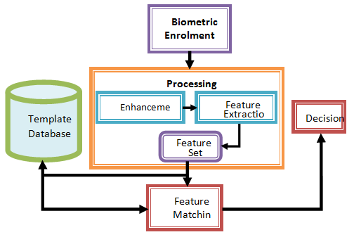 Figure 3 : Types of fingerprints patterns Fingerprint enrolment could be performed based on ink and live scan devices. Fingerprint enrolment via inked cards, till the mid 1990's, was the only means of acquiring the thumbprint of an individual and was primarily used by law enforcement agencies. Human verification based on fingerprint was then carried