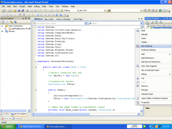 Figure 2 : PS Screenshot showing Evaluation by Stylecop