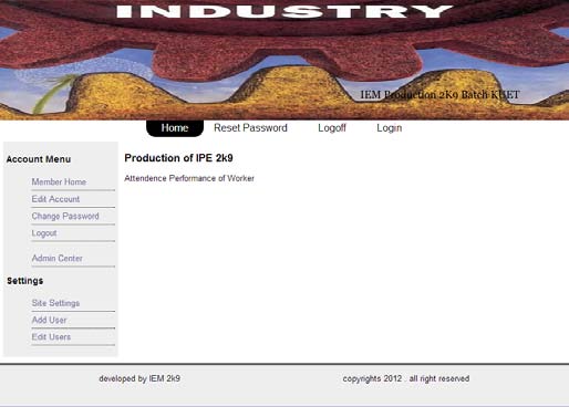 Figure 11 : Worker Attendance Page Figure. 11 shows the attendance history of worker in an industry.For this industry working period is divided into two sections one is called first half which is between 9.00 AM -1.00 PM and the second half is 2.00PM -5.00 PM. During entrance time and outgoing time 5.00 minutes late is ignored for the worker which is adjusted by admin of industry. The ignorance time is depended on the industry's rules and regulation.