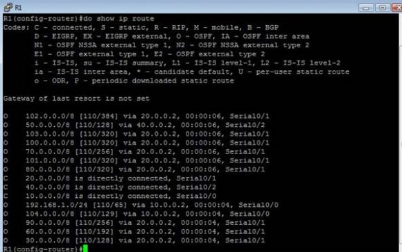 Figure 2 : Configuration of OSPF