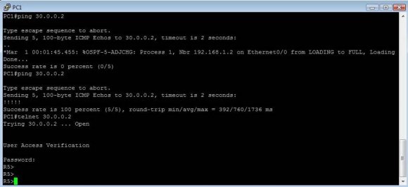Figure 3 : Check the RoutingTable of each Router