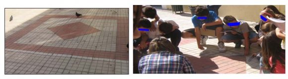 Figure 12 : Snapshots of the process in the DGS environment of a mosaic in the Ancient Agora of AttalosThe pseudo -Toulmin model below represents the process and the tools that led the students to construct the meanings.
