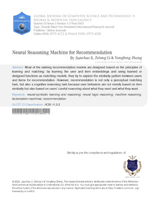Neural Reasoning Machines for Recommendation