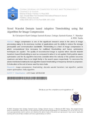 Novel Wavelet Domain Based Adaptive Thresholding using Bat Algorithm for Image Compression